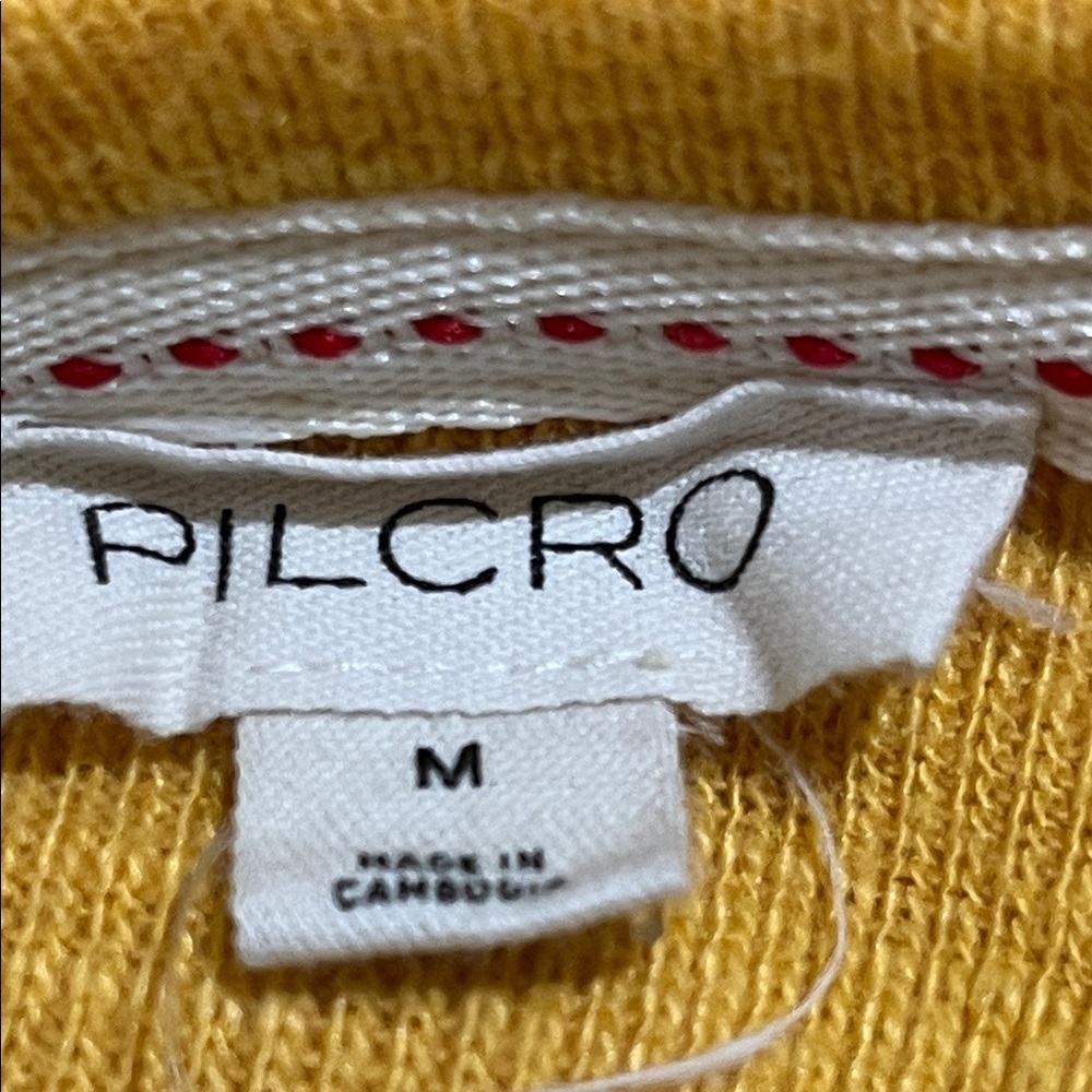 Pilcro Mustard Long Sleeve RUFFLE Tee WOMEN SIZE M - Picture 3 of 10